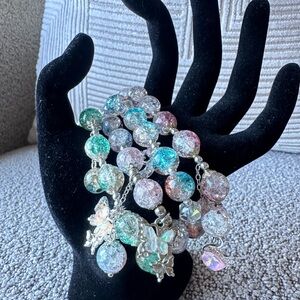 Beautiful Multicolor Crystal stretchy Beaded Bracelet set of four!